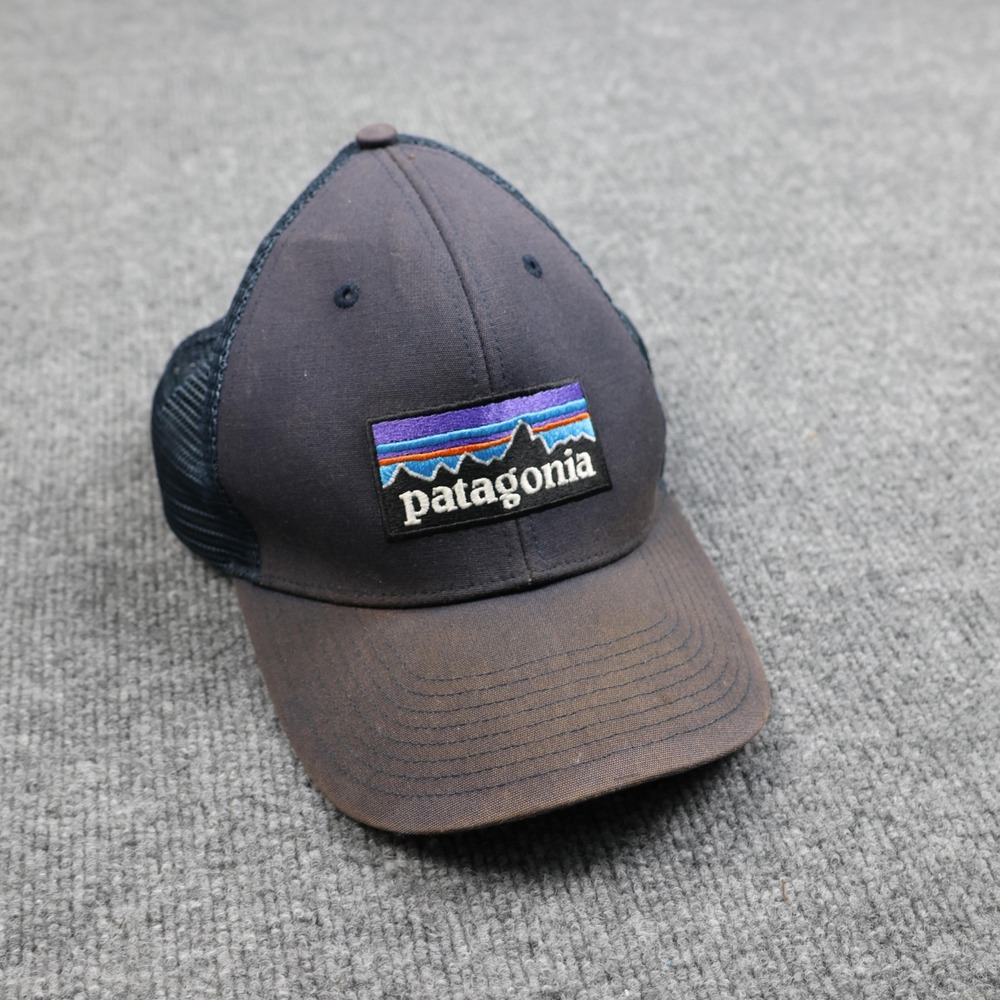 Patagonia Hat Cap Snap Back Mens Navy Blue Trucker Mesh Patch Logo Baseball
